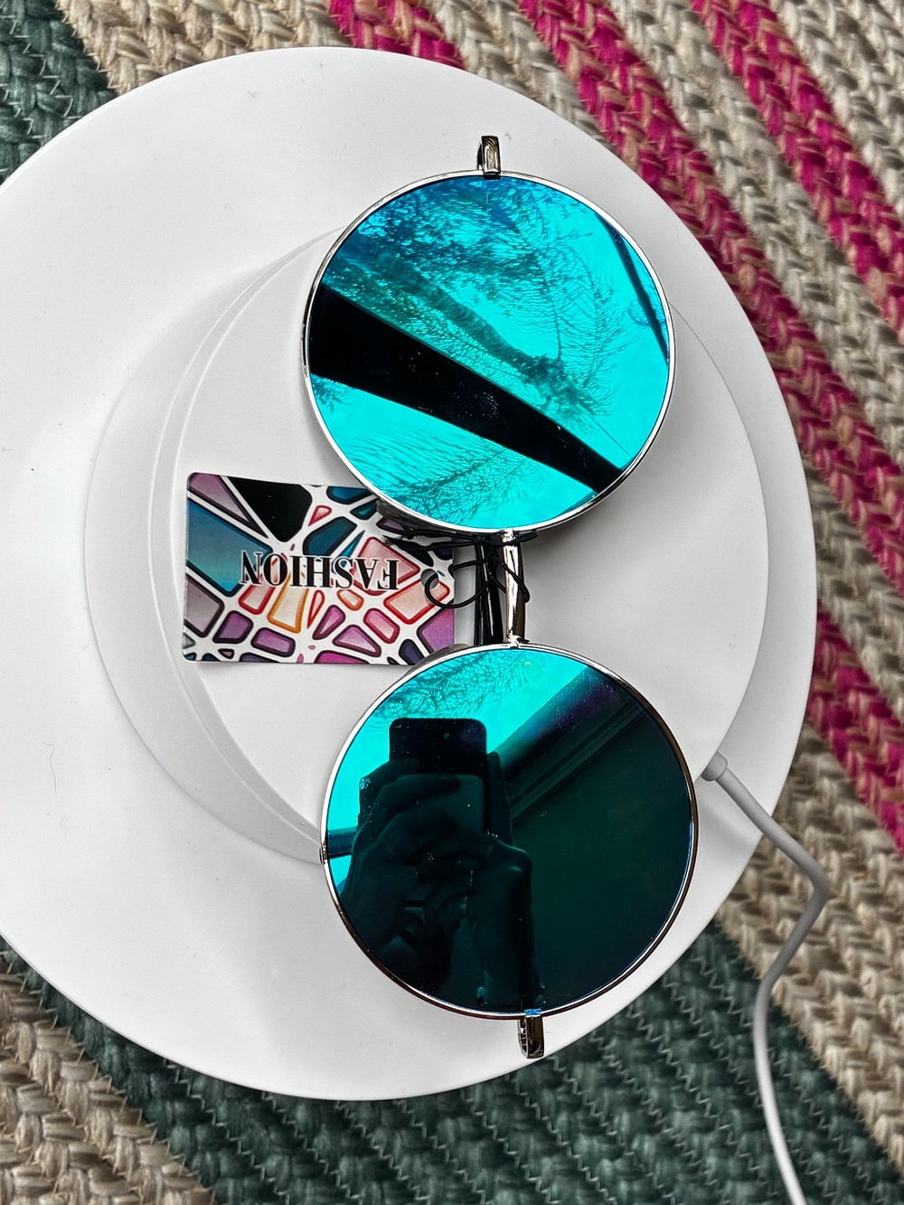 Iridescent Round Mirrored Sunglasses - Blue/Purple Lenses - Picture 5 of 5
